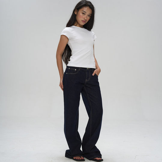 Veryrareme low-rise straight-leg raw jeans