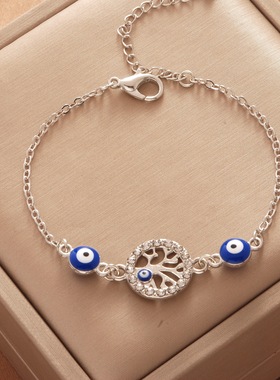 evileye银色恶魔之眼十字架手链