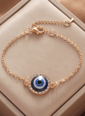 恶魔之眼十字架爱心镶钻手链