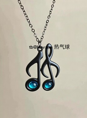 酷辣小众音符吊坠细链项链