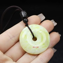 Natural blue field jade safe button pendant jade blue field jade green jade safe button pendant sweater chain male and female