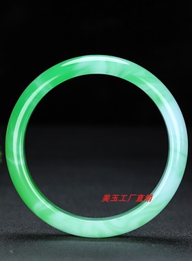 和田玉俏色飘翠泥鳅背手镯