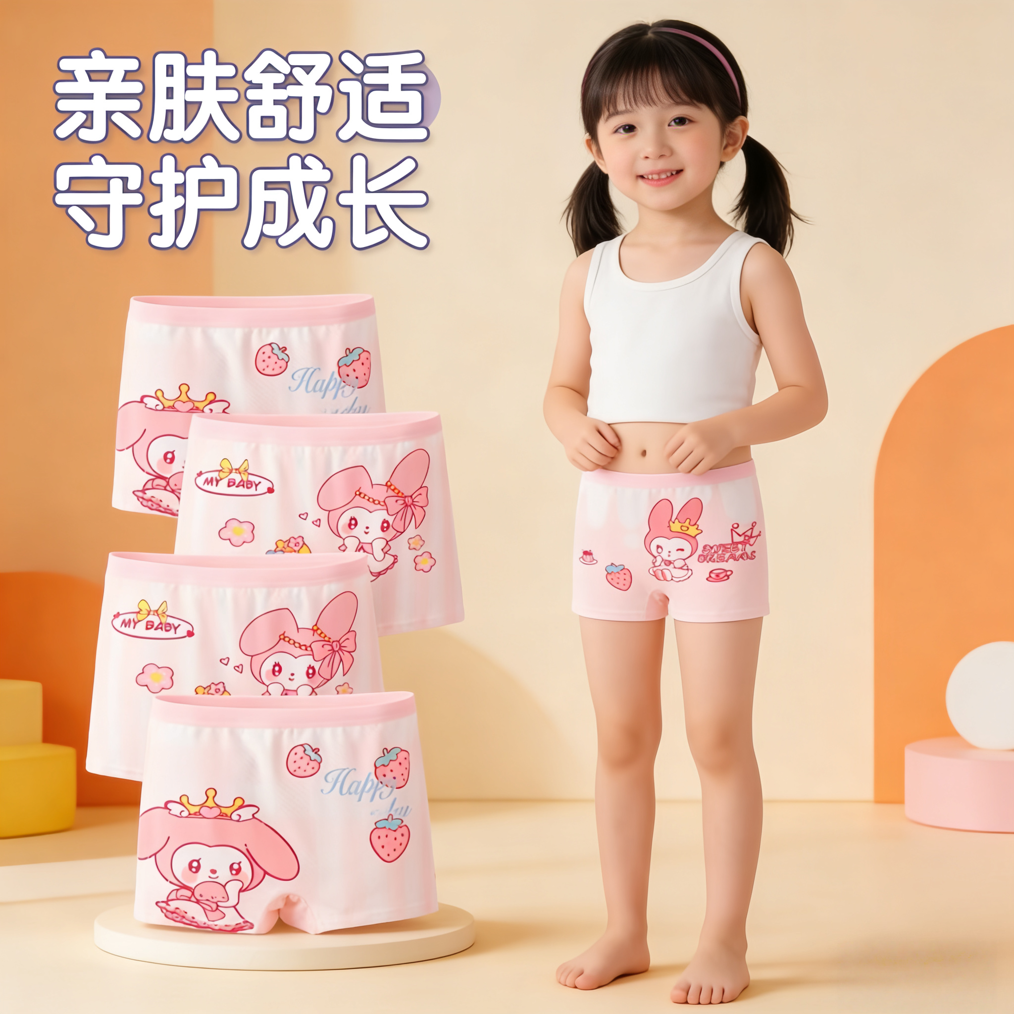 爆款A类棉儿童内裤女纯棉平角女童宝宝抗菌底档女孩四角不夹屁屁,淘宝优惠券,粉丝福利购,淘宝优惠卷
