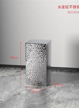 现代轻奢水波纹不锈钢酒店售楼部会所服装店雕塑台展示台落地摆件