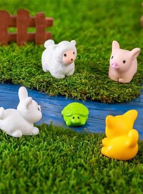 微景观创意可爱小动物摆件青蛙小黄鸭子公仔装饰品微缩迷你小摆件