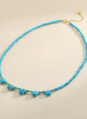 SMGI/绿松石五角星设计感锁骨链