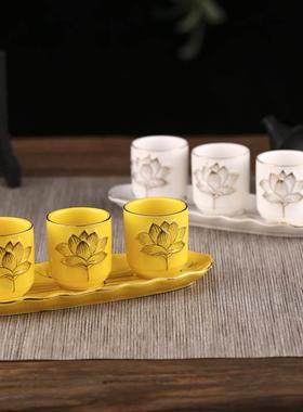 供佛陶瓷水杯供杯佛前圣水杯净水杯家用佛堂用品大悲咒观音供杯