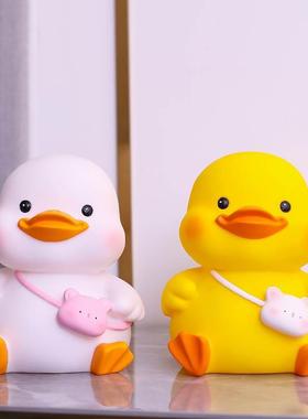 蕊杰网红搪胶工艺卡通可爱momo鸭存钱罐储蓄罐卡通储钱罐大号防摔