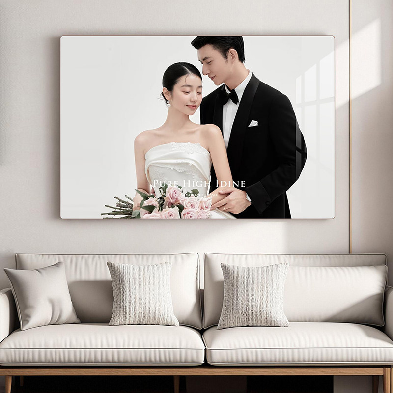 定制婚纱照无边框水晶相框床头放大挂墙全家福结婚照片打印加制作