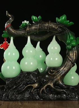 五福临门招财金蟾玉葫芦摆件客厅酒柜玄关家居装饰品乔迁开