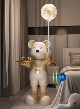 网红暴力熊客厅大型落地摆件玄关电视柜旁边卡通软装饰品边几托盘