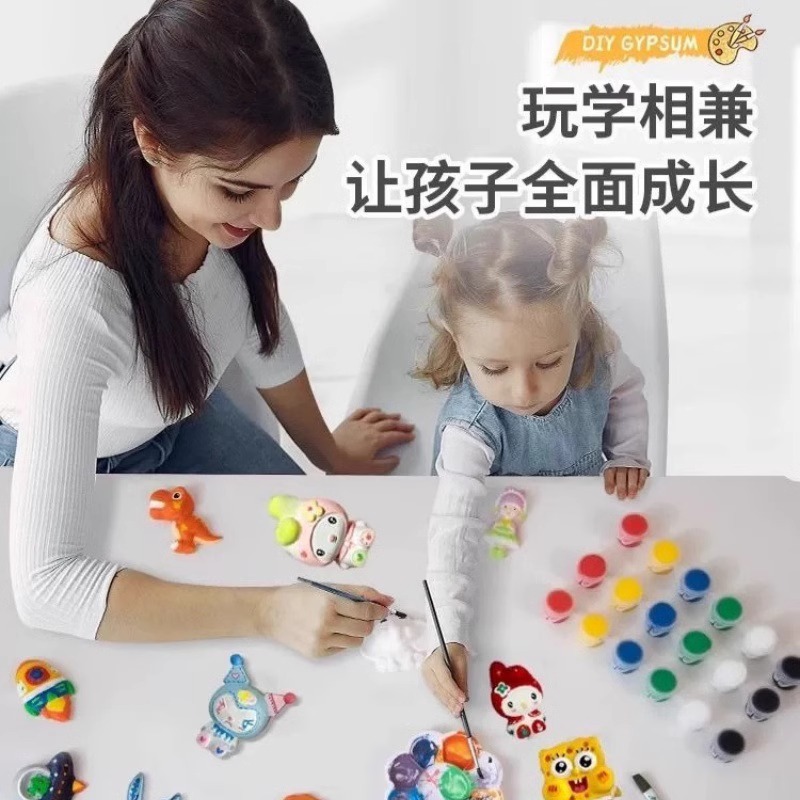 网红爆款石膏娃娃白胚彩绘立体手工diy涂色摆地摊夜市流行
