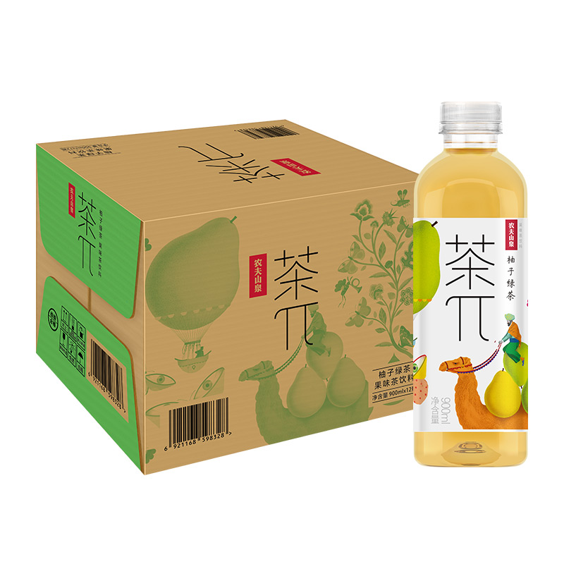 【专享价】农夫山泉茶π900ml*12瓶整箱批柚子绿茶蜜桃乌龙茉莉花