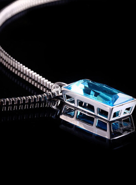 项链男女士款蓝色锆石吊坠挂饰个