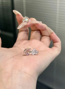 新款高级感双钻爱心水滴戒指女超仙甜美风独特小众设计戒指