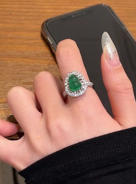 925镀银新中式绿色锆石葫芦戒指