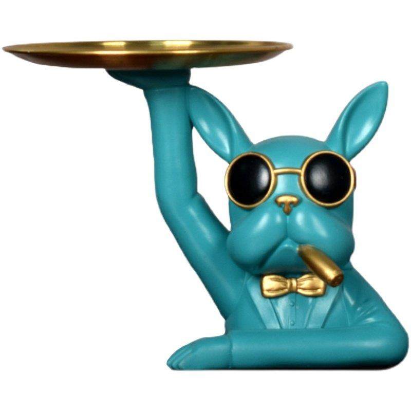 北欧轻奢法斗牛犬收纳托盘客厅家居装饰品玄关门口放钥匙收纳摆件,淘宝优惠券,粉丝福利购,淘宝优惠卷