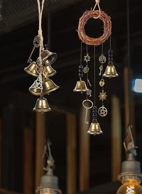 藤圈门把手挂件铃铛风铃 藤条风铃家庭房间装饰窗户庭院挂饰