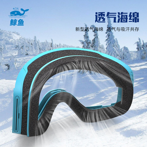鲸鱼WHALE儿童磁吸滑雪镜男女滑雪护目镜双层防雾柱面滑雪镜5400 - 图0