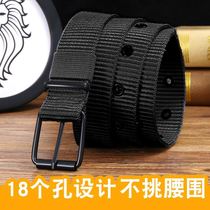 Student Military Training Belt Male Canvas Outdoor Retro Denim Work Dress Pants With Pin Buttoned Head Male knitted strap 100 lap
