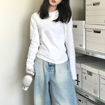 White Pure Cotton Undershirt Woman Dress 2023 Design Sensation New Nehitch Body Slim Long Sleeve T-Shirt Autumn Winter Blouse