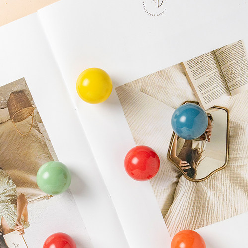 多巴胺彩色拉手衣柜门可爱圆球陶瓷圆形抽屉纽扣白色柜门卡通把手 - 图2