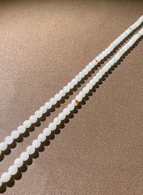 正宗新疆和田玉籽料羊脂白玉8mm圆珠手链108颗佛珠手串项链送证书