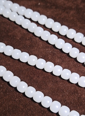 高品质新疆和田玉且末白玉7*8mm老型珠项链108颗高油高润一级白玉
