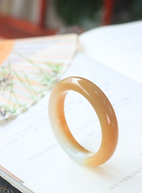 正宗新疆和田玉且末糖白玉56mm手镯天然红糖白肉高油高润收藏送礼