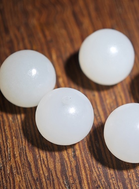 精品新疆和田玉籽料羊脂白玉8m圆珠单珠特白顶珠散珠高档珠宝配饰