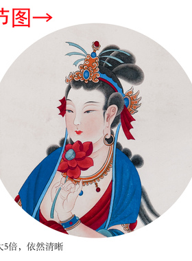 张大千《菩萨造像》中式观音茶室禅意客厅书房直播高清卷挂轴字画