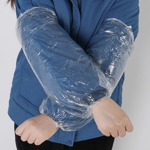 一次性袖套透明加厚防水防油秋冬羽绒服专用护袖塑料成人女手套袖 - 图2
