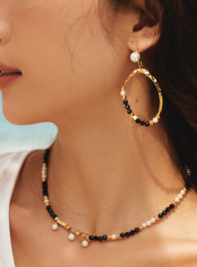 RCRetroChic希腊海神黑石项链