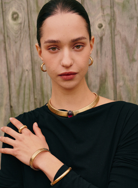 【圣诞礼物】RC Retro Chic意大利复古首饰角斗士素金宽版软手镯