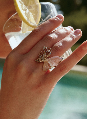 【圣诞礼物】RC Retro Chic意大利复古时尚首饰 水晶蝴蝶戒指女生