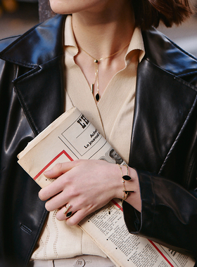 RetroChic黑眼睛开口戒