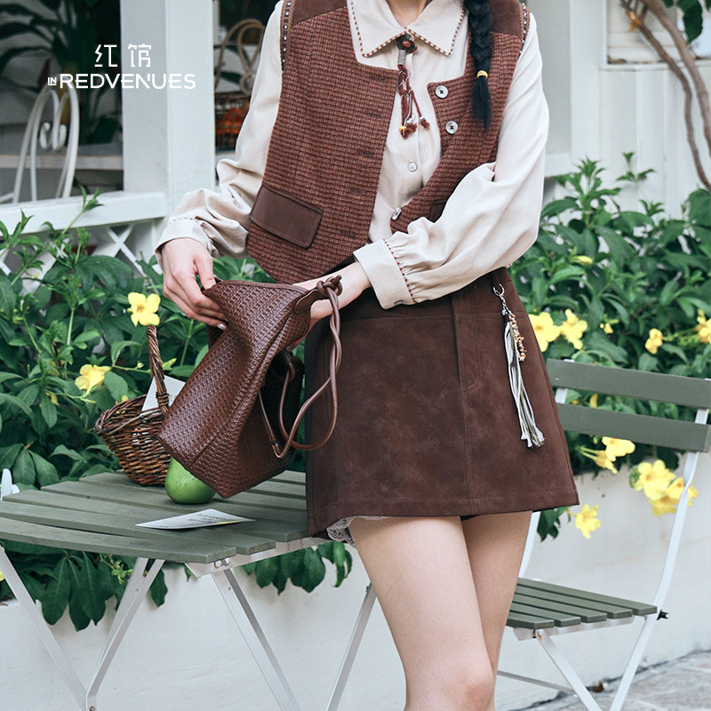 红馆|设计师款麂皮短裤25秋冬新款裤裙美拉德穿搭短裤女外穿靴裤,淘宝优惠券,粉丝福利购,淘宝优惠卷