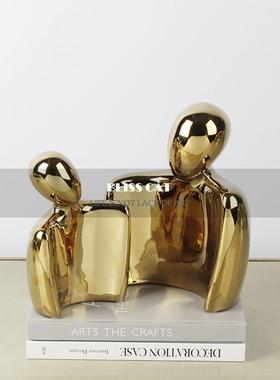 北欧轻奢陶瓷人物抽象摆件酒店会所客厅书房桌面电视柜情侣装饰品