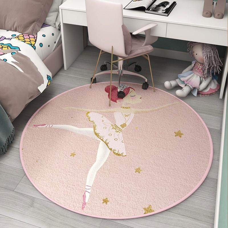 儿童房间圆形地毯公主美人鱼女孩卧室床边阅读区书桌学习椅子地垫,淘宝优惠券,粉丝福利购,淘宝优惠卷