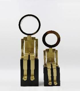 栖间现代创意人物雕塑摆件酒店玄关家居售楼处大厅会谈桌软装饰品