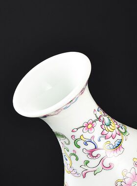 复古珐琅彩陶瓷小花瓶花插摆件