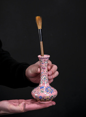 青花瓷艺中式珐琅彩陶瓷花瓶小花器办公室工艺品创意简约家居摆件