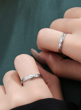 涂鸦猫狗情侣开口轻奢对戒