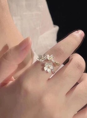 网红小众鸢尾花开口可调对戒