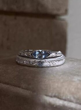 清冷感仿莫桑马眼镂空情侣对戒