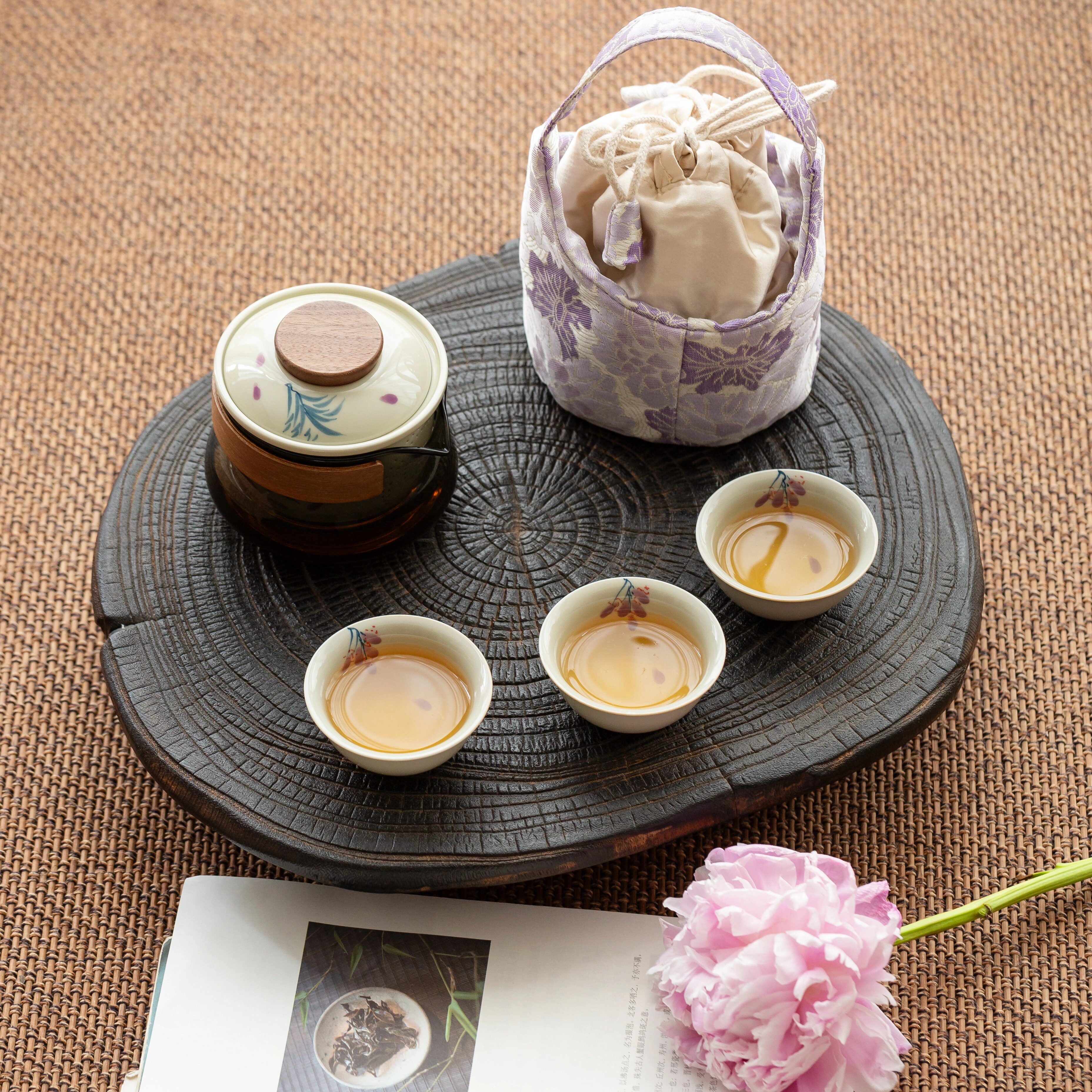 手绘陶瓷旅行茶具快客杯防烫玻璃套装户外露营泡茶壶便携收纳布包,淘宝优惠券,粉丝福利购,淘宝优惠卷