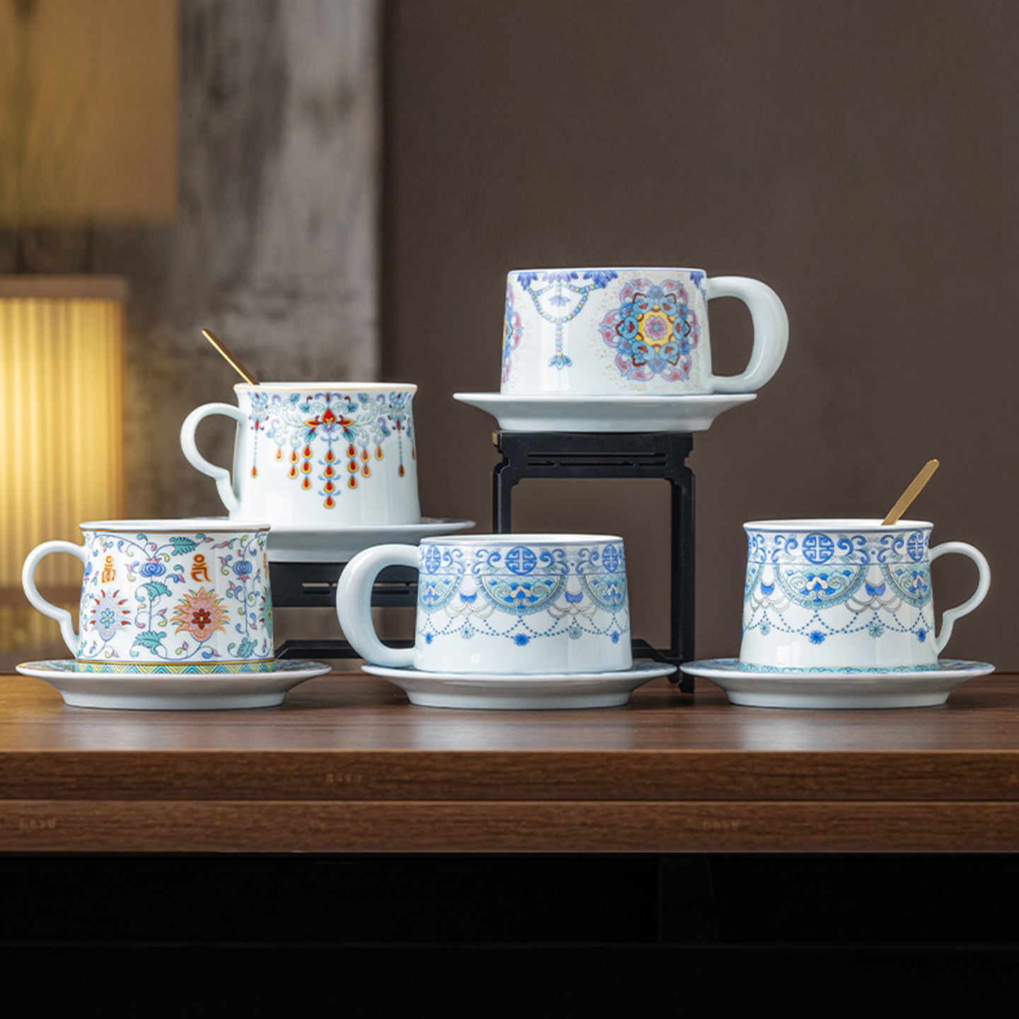 陶瓷珐琅彩咖啡杯套装家用下午奶茶杯轻奢高档精致高颜值伴手礼品,淘宝优惠券,粉丝福利购,淘宝优惠卷