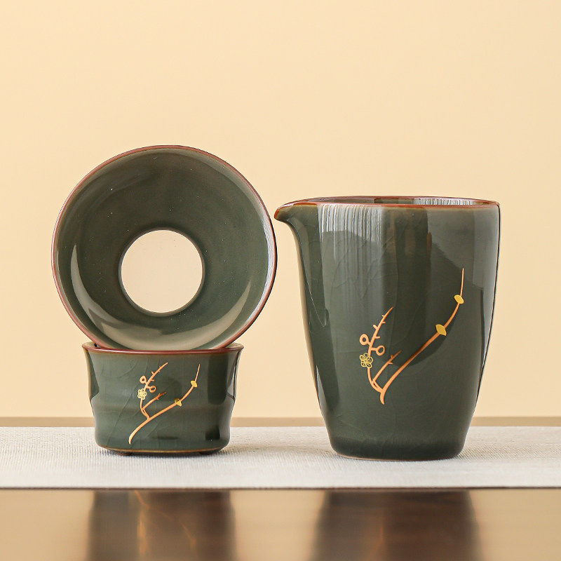 汝窑描金梅花公道杯陶瓷分茶器茶匀功夫茶具配件家用茶海泡茶公杯,淘宝优惠券,粉丝福利购,淘宝优惠卷