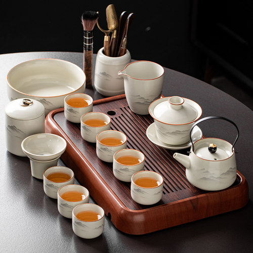汝窑茶壶茶具套装家用陶瓷泡茶专用中式高端功夫盖碗茶杯2026新款 - 图0