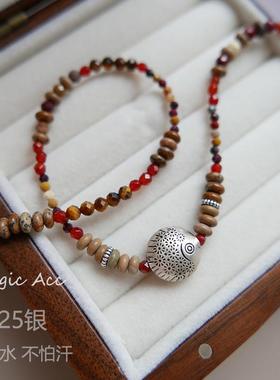 年年有余新中式天然石纯银项链